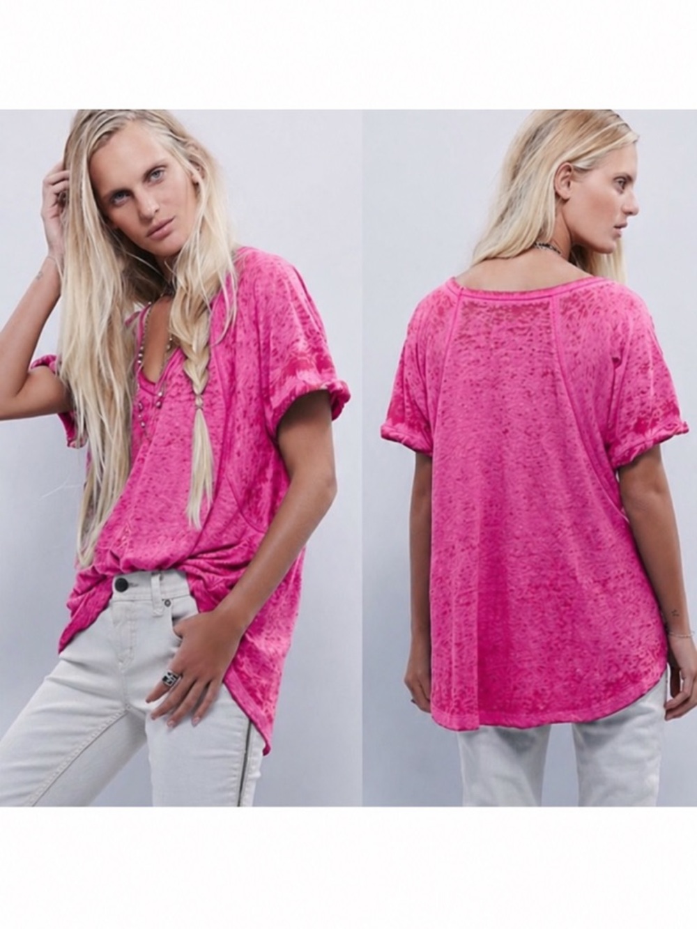 Free People Free Fallin Pink Burnout Tee